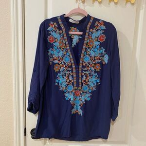 Solitaire‎ Embroidered Pullover Blouse Size small
